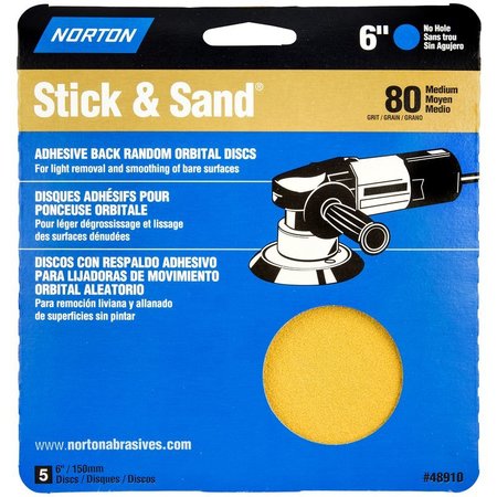 NORTON CO Sanding Disc 6In 80Grit 5Pk 48910